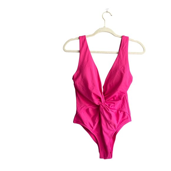 Victoria's Secret Forever V-Neck Plunge One Piece Swimsuit Womens Medium Pink - Picture 2 of 8